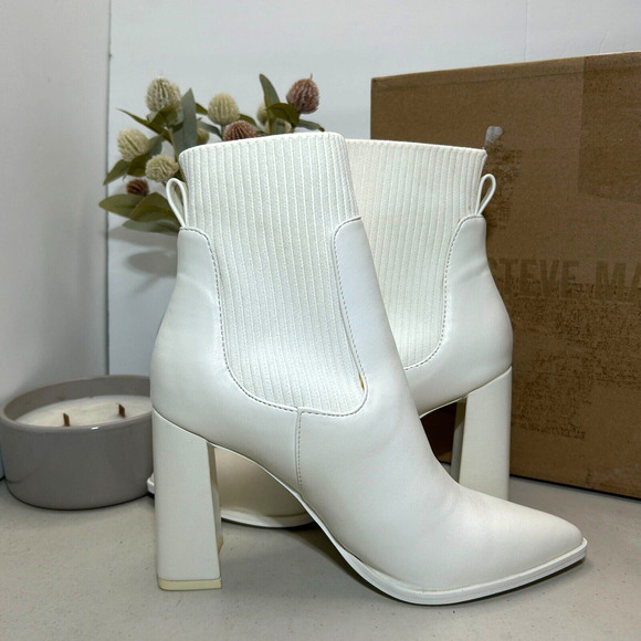 Steve Madden Scavenge Ankle Boots Pointed Toe Shoes Winter White Women 6M - Picture 6 of 11